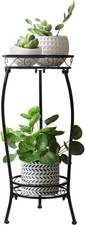 Plant Stand Indoor Outdoor 2 Tier 27" Tall Metal Potted Holder Rack Flower Pot