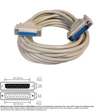 Cable Parallel Serial D-Sub DB25 DB 25 Pin Molded Female Male Extension 25FT