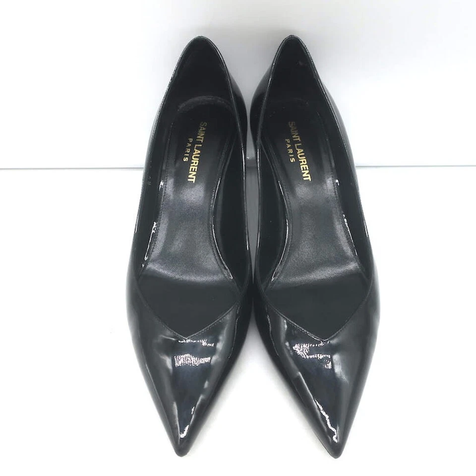 Zapatos de salón Saint Laurent Kiki punta gatito tacón negro charol talla 40 Foto 3 de 4