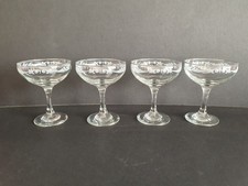 Vintage Champagne Coupe Glasses Patterned x 4