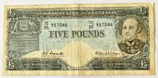 Australian 1961 Coombs/ Wilson Last Five Pound Pre Decimal Banknote