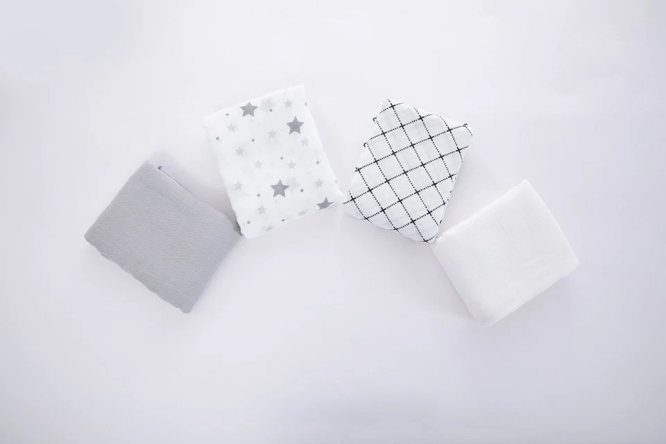 Cobertor de bebê musselina 70% bambu 30% algodão 4 peças, 47x47 - Imagem 3 de 4