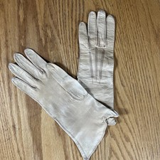 Vintage May Co Unlined Leather Gloves Size 6 Butter Mid Arm USA Made 1950s