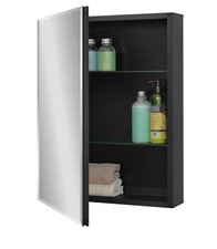 Fundin Mirror Bathroom Cabinet 36x61cm  Recessed or Surface Mount Black Aluminum