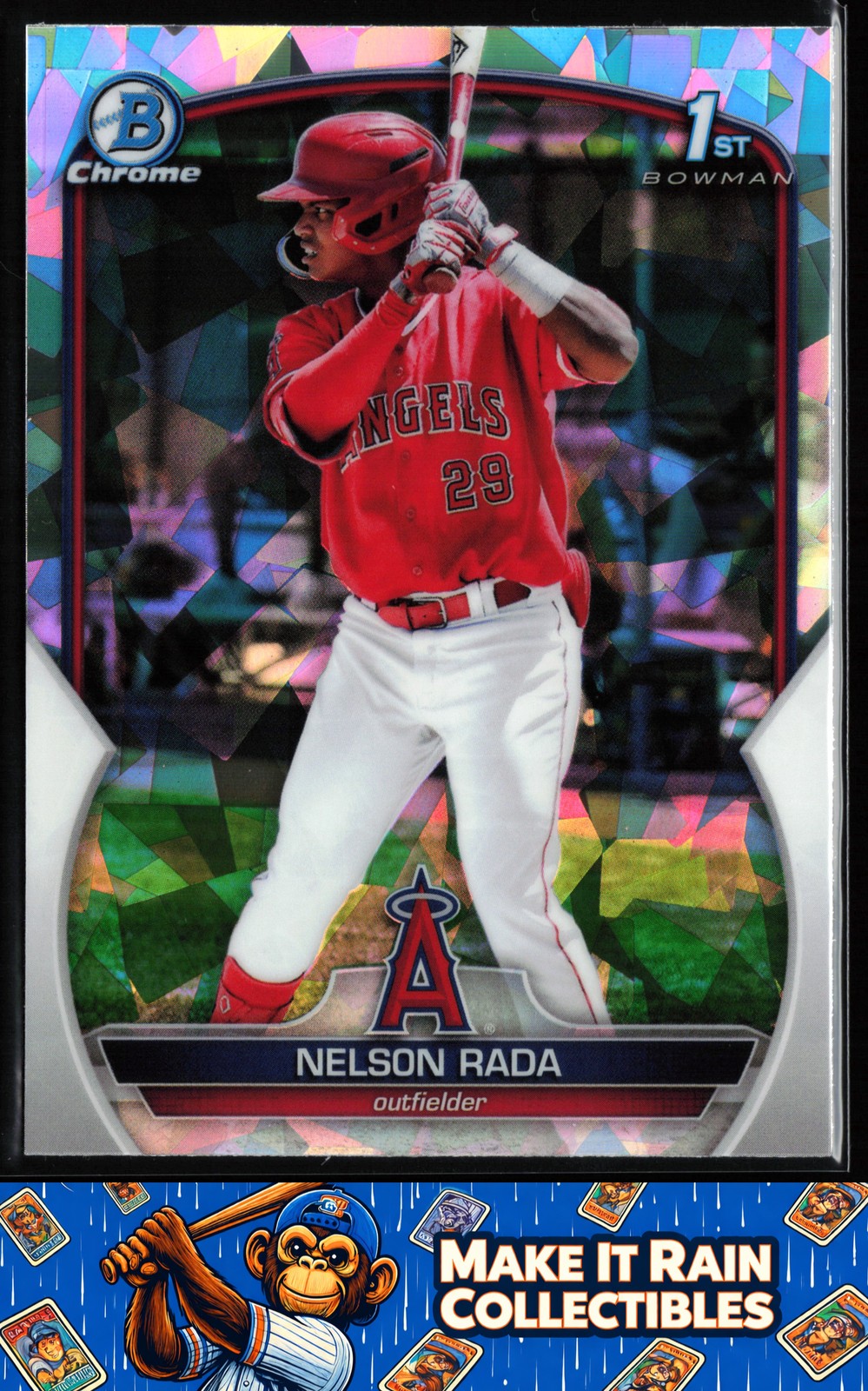Nelson Rada 1st 2023 Bowman Chrome Prospects Atomic Refractors #BCP-132 Angels