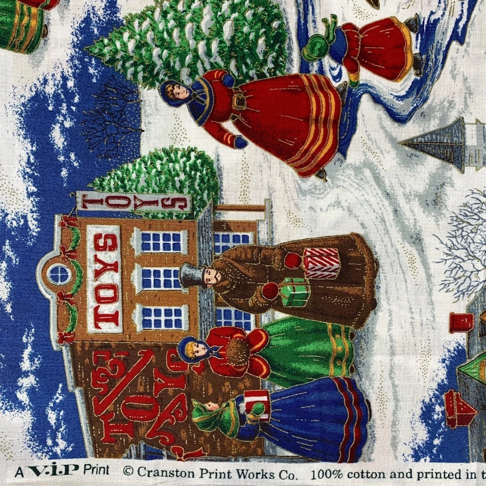 VIP Cranston Print Works Victorian Christmas Village Cotton Fabric By the Yard - Image 3 of 4