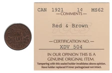 Canada 1921 Small Cent ICCS MS62 Red & Brown (KM#28, Schön#27)
