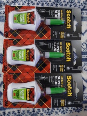 3M Scotch Super Glue No Run Gel 0.14oz  No Mess tip 3 Pack