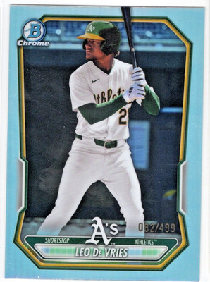 2026 Bowman Chrome Prospects Refractors #BCP63 Leo De Vries Athletics 082/499