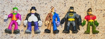 Imaginext 5 LOT Batman, Robin, Joker, Two Face & Penguin S08