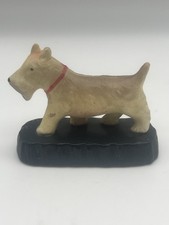Vintage Plastic White Scottie Dog Terrier Plastic Figurine Made In Japan Red