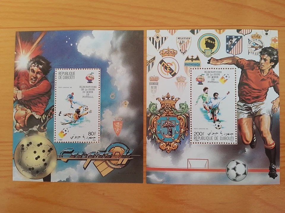 Djibouti 80f 200f Football Espagne 82 MNH neuf PA147 148 1982 Bloc Luxe  - Photo 1/1