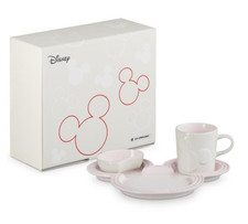 Juego de vajilla Le Creuset Mickey Mouse concha rosa plato taza gres nuevo en caja