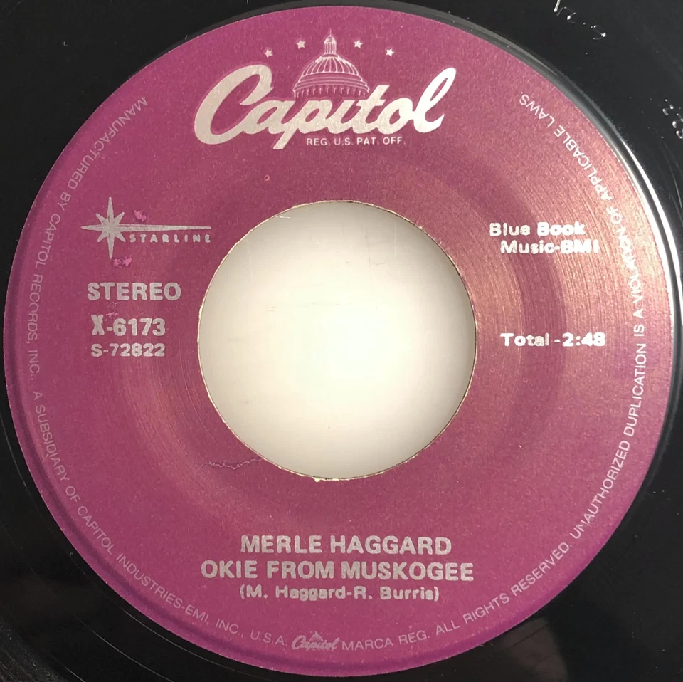 Merle Haggard / Okie From Muskogee / Capitol 45rpm / NM+ - Image 3 of 4