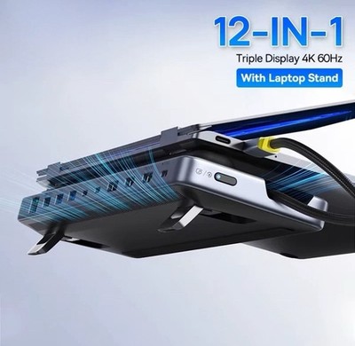 H EH3 12in1 USB C Hub Dockingstation 4K HDMI DP PD100W Laptop Ständer