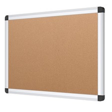 VIZ-PRO Cork Notice Board, 18 X 12 Inches, 18 X 12 Silver, Beige