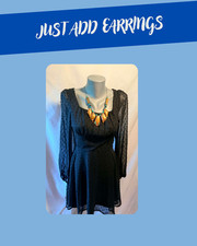 Black long sleeve mini dress, SHEIN Polka Swiss Dot, Size S With Necklace