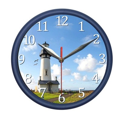 PondTech Lighthouse 8'' Wall Clock with Sea Gull Sound and Light. 8 inch, Blue