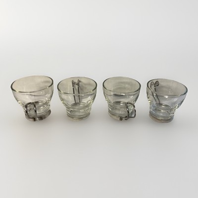 4 Bormioli Rocco Verdi Oslo Glass Cups Mugs Stainless Handles Espresso Demitasse