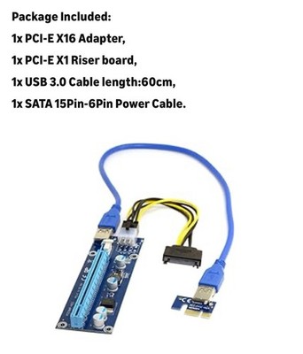(5)* PCIe Riser, GPU Riser Adapter Card, PCI Express 1X to 16X Extender(5) PACK