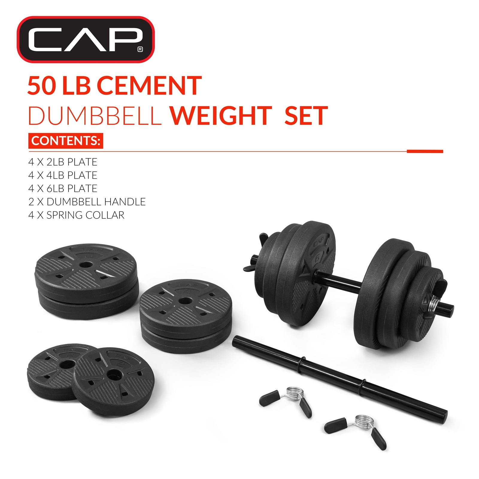 CAP Barbell 50 lb Adjustable Vinyl Dumbbell Set