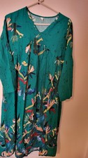 YJYL Womens Dress XL green floral babydoll fit flare v neck L Sleeve 46 in L 21