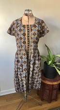 Handmade 40 s-50 s Cotton House Dress, Pockets