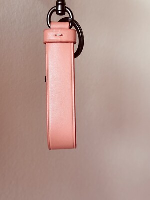 NEW COACH CORAL LEATHER RIVETED LOOP TEA ROSE BAG CHARM KEY RING