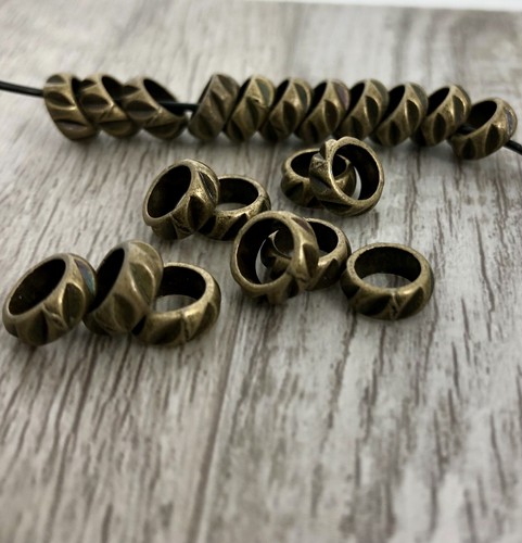 20 Scored Pattern Style Antique Bronze European Large Hole Beads 8mx3.5x6 - Picture 11 of 12
