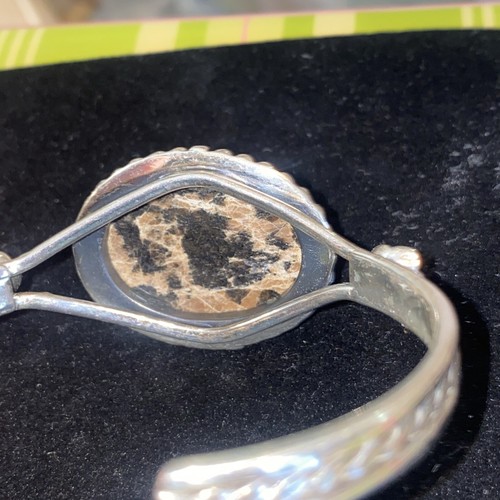 Navajo Cuff Bracelet Sterling Silver Black & Tan JASPER Native American Cuff - Picture 13 of 20