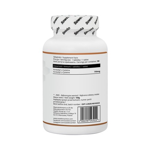 N-Acetyl-L-Cystein 750 mg – NAC Tabletten für Leber & Immunsystem – Sowelo - Bild 2 von 10