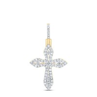 10K Gelbgold Diamant Damen Spitz KreuzanhäNger ReligiöS AnhäNger 3/8 Karat