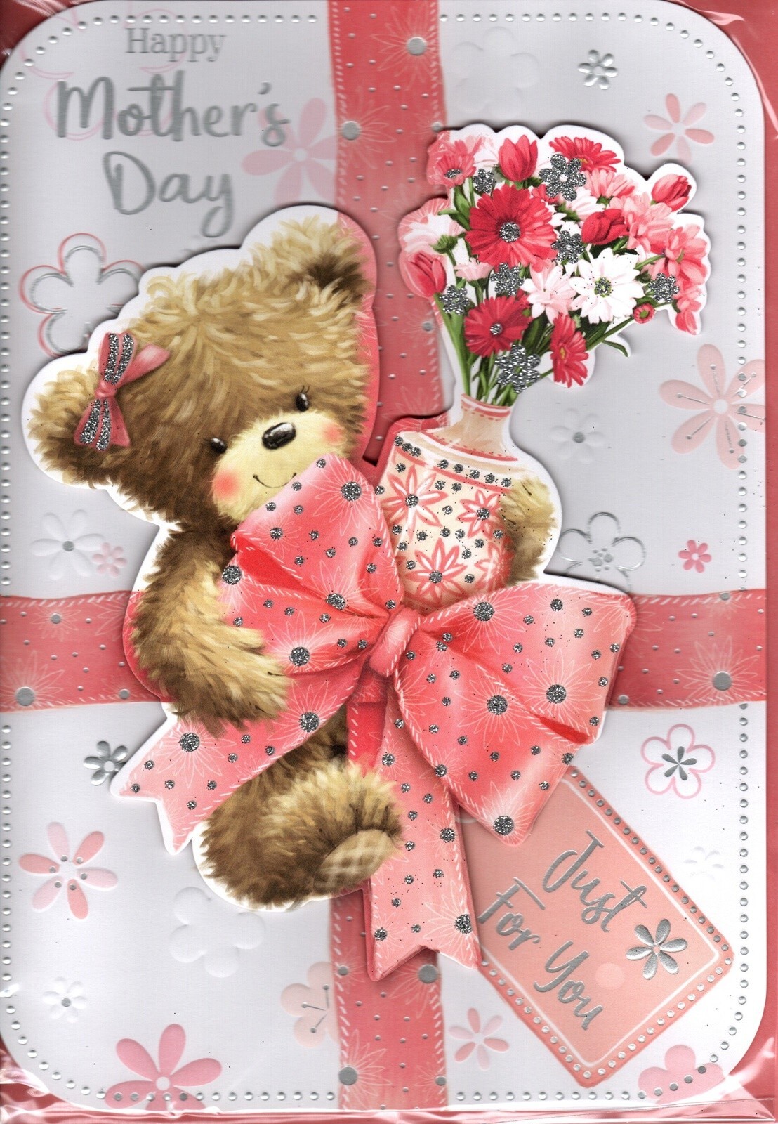 Happy Mother's Day Card - Bears with Flowers - For Anyone Mum Mother Mummy Wife