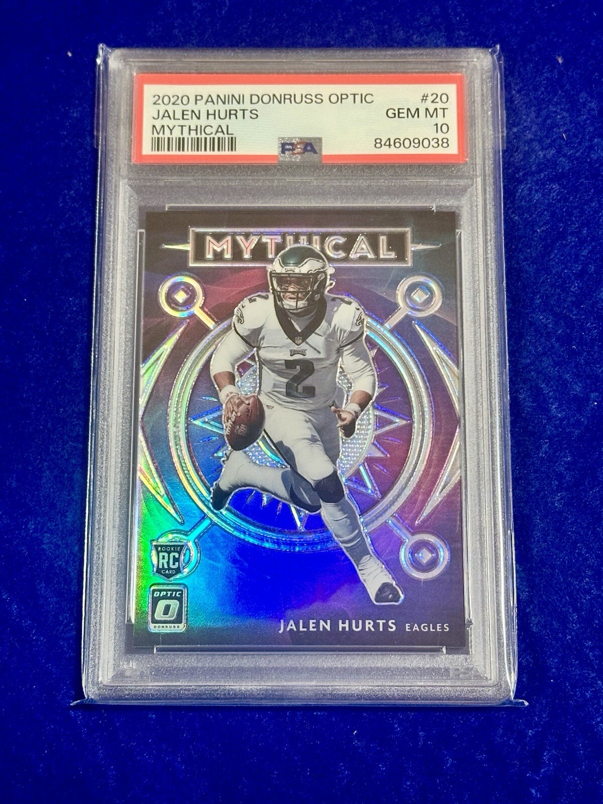 JALEN HURTS 2020 PANINI OPTIC MYTHICAL RC ROOKIE SP #MY-20 PSA 10 POP 44