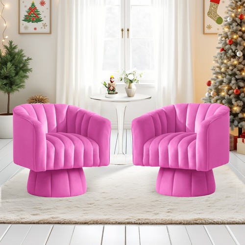 360° Swivel Barrel Chair, Modern Velvet Accent Chair With Wide Upholstery - Picture 127 of 133
