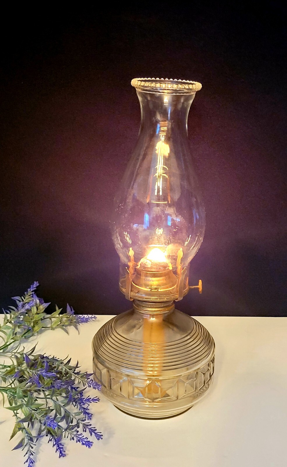 Vintage Kaadan Ltd. Hurricane Kerosene Oil Lamp, 14" Clear Glass Lamp