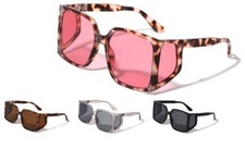 WOMENS OVERSIZED SQUARE SUNGLASSES SIDE LENS OUTDOOR RETRO DESIGNER FASHION VTG