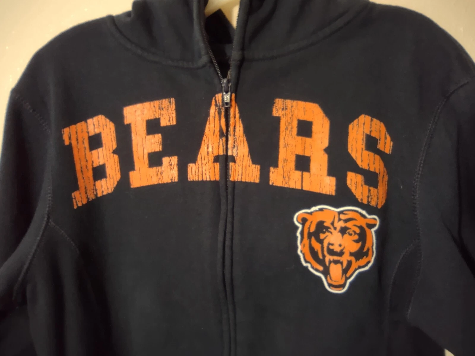 VETEMENTS Felpa con cappuccio Chicago Bears NFL donna tasca media blu full zip davanti