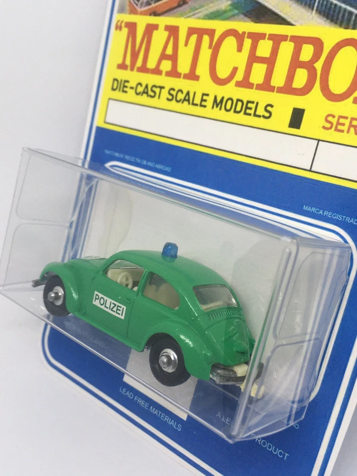 Vintage Lesney Matchbox 15 Custom Volkswagen Beetle Police CarBlister Pack Foto 3 de 4