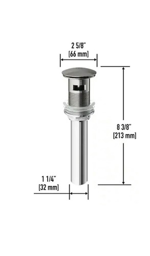Vigo VG16002BN Sink Pop-Up Drain with Overflow in Brushed Nickel - Picture 2 of 4
