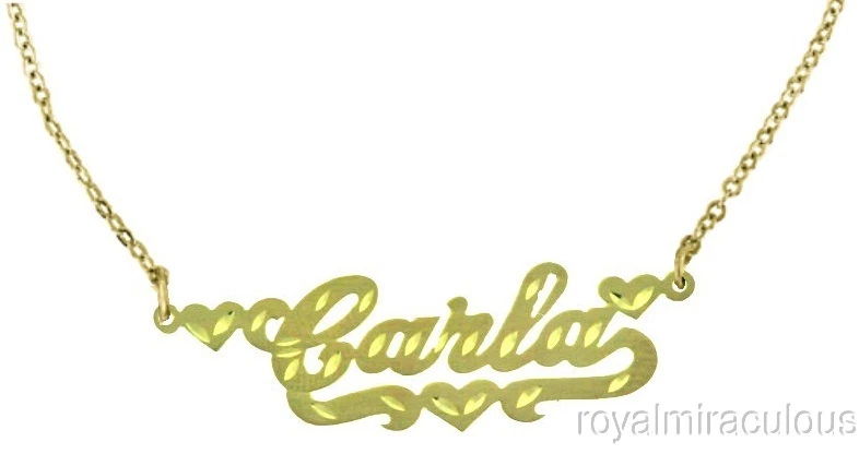 Personalized 9MM Nameplate Necklace Diamond Cut 14K Yellow or
