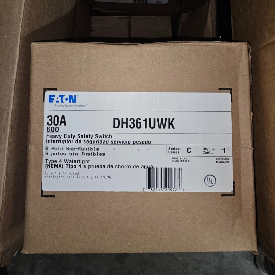 EATON DH361UWK Heavy Duty Single-Throw Non-Fused Safety Switch, 30A, NEMA 4X - Image 3 of 4