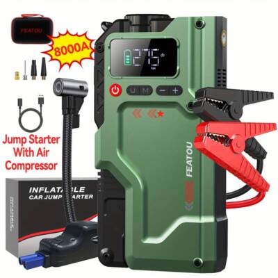 Featou Jump Starter with Air Compressor 8000Amp Portable Car Battery Booster US