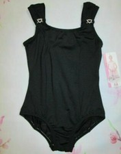 Leotard New Girls 12-14 - Fits 8-10 Body Wrappers Dance Ballet Black Crystal MC