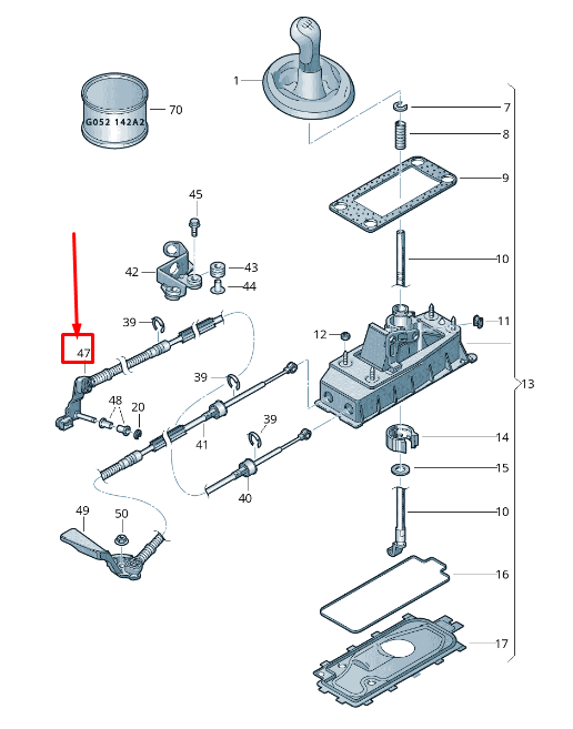 NOUVEAU LEVIER DE RELAIS DE TRANSMISSION SKODA RAPID NH 6R0711202A ORIGINAL