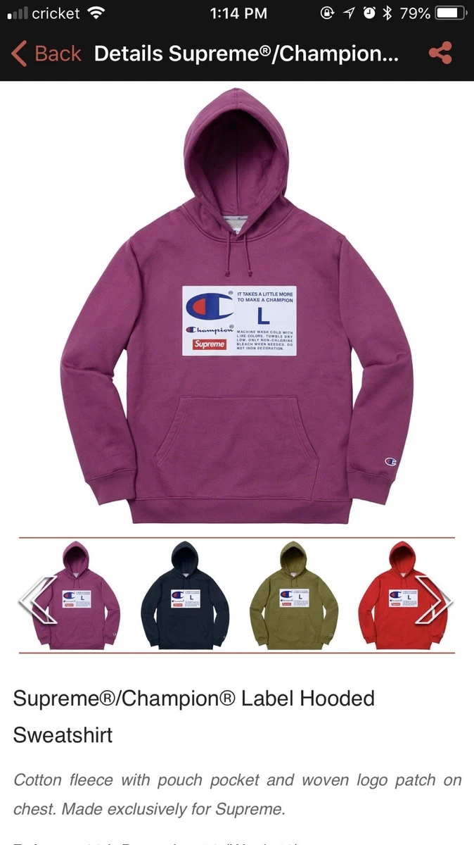 Supreme champion label hooded sweatshirt sale