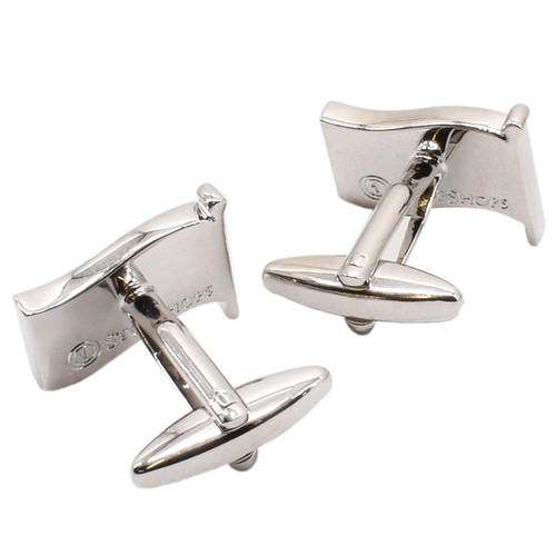 Cyprus Wave Flag Silver Cufflinks in Gift Box - Picture 2 of 5