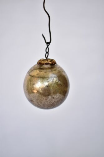 Antique boule ornements argent verre mercure boule de Noël baroque casquette ancienne"F624 - Photo 1/9