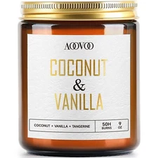 AOOVOO Coconut Vanilla Candles - 9 oz Scented Candles, Aromatherapy Candle, S...