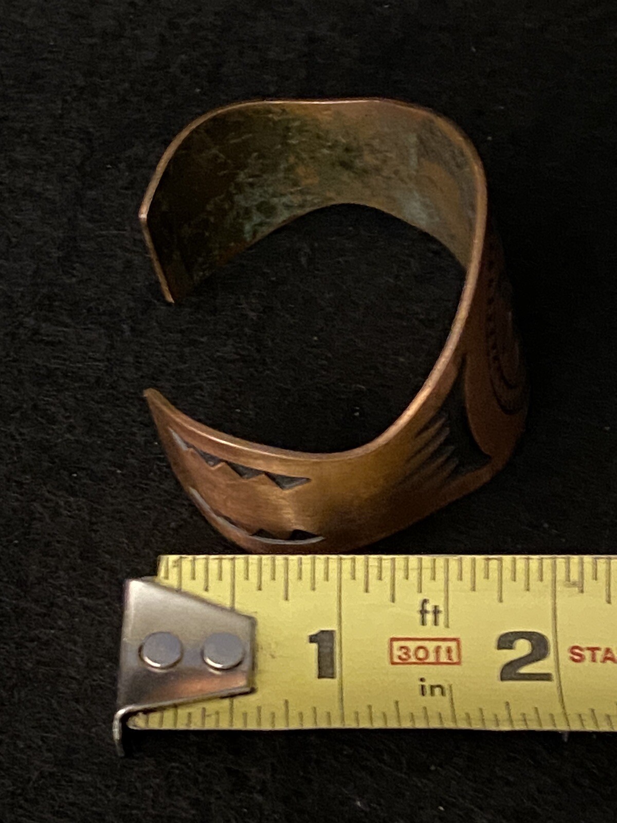 Vintage Solid Copper Native American Thick Cuff B… - image 15